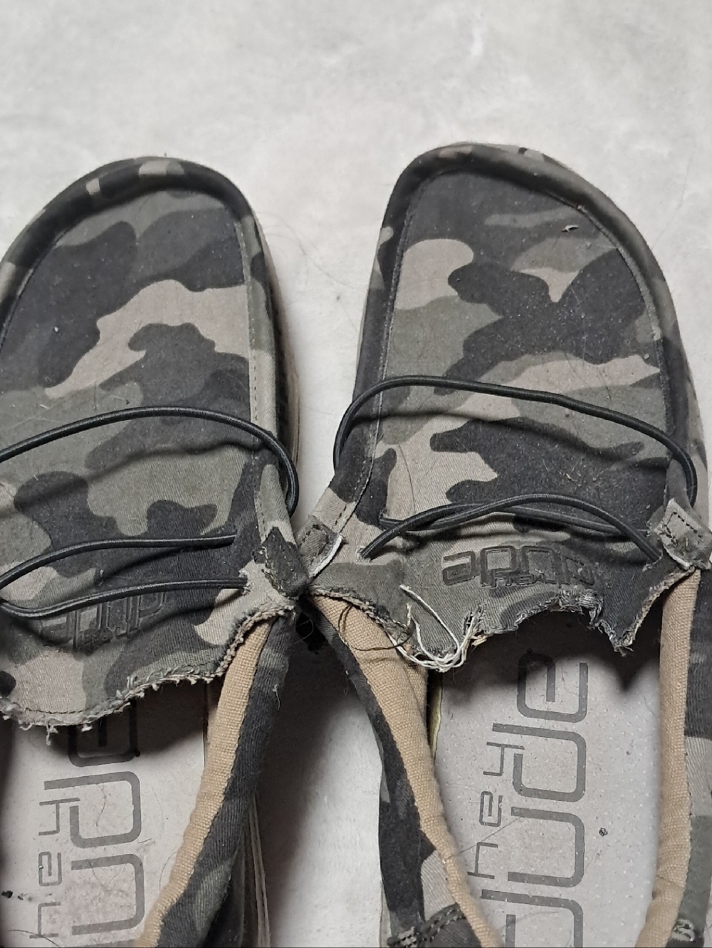 Hey Dude Kids Camo Slip-Ons in Green and Gray